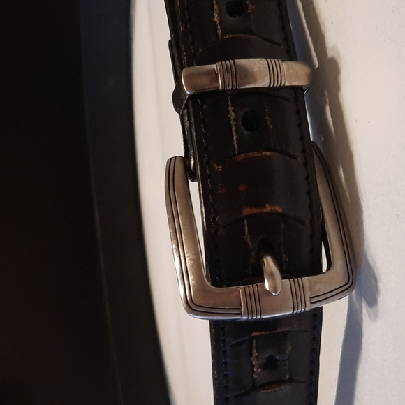 Black Vintage Leather belt sz 36 great pattern - Picture 2 of 6